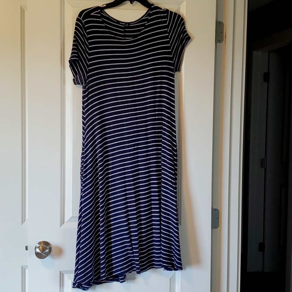 Navy blue and white stripped dress